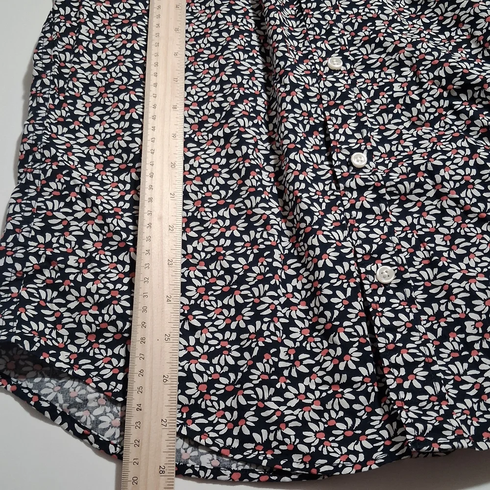 J. Crew Men's Navy‎ Floral Print Short Sleeve Shirt Slim Casual Size M